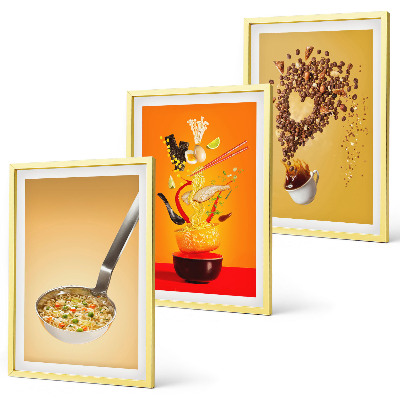 Set de 3 cuadros para salón Temas de comida en la cocina