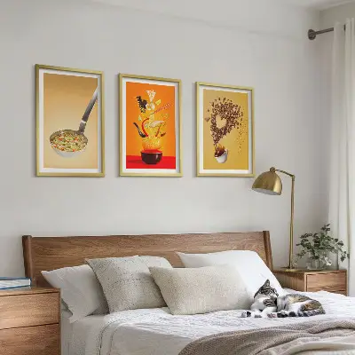 Set de 3 cuadros para cocina con motivos de comida
