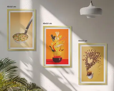 Set de 3 cuadros para cocina con motivos de comida