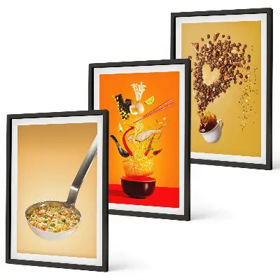 Set de 3 cuadros para cocina con motivos de comida