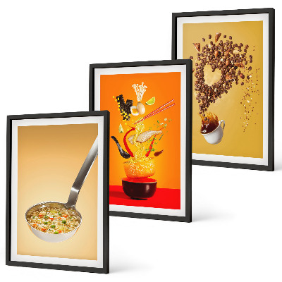 Set de 3 cuadros para salón Temas de comida en la cocina