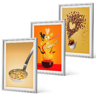 Set de 3 cuadros para salón Temas de comida en la cocina
