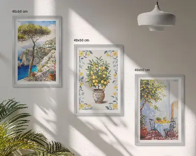 Juego de 3 cuadros con motivos de limoneros marinos