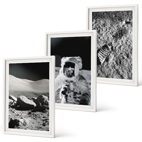 Set de 3 cuadros para salón La NASA fotografía a un astronauta lunar