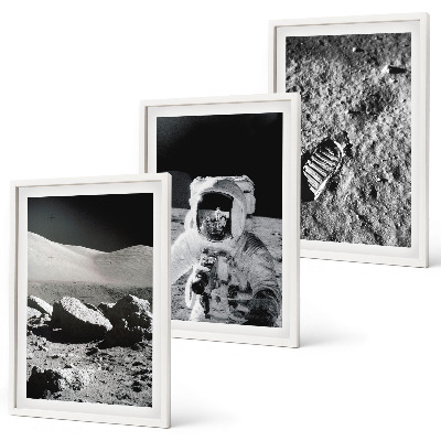 Set de 3 cuadros para salón La NASA fotografía a un astronauta lunar