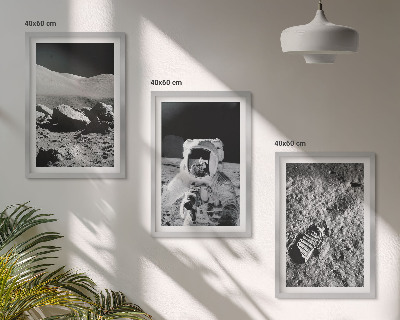 Set de 3 cuadros para salón La NASA fotografía a un astronauta lunar