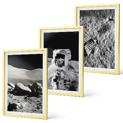 Set de 3 cuadros decorativos para salón con la fotografía de la NASA de un astronauta lunar