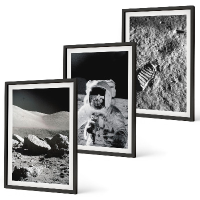 Set de 3 cuadros para salón La NASA fotografía a un astronauta lunar