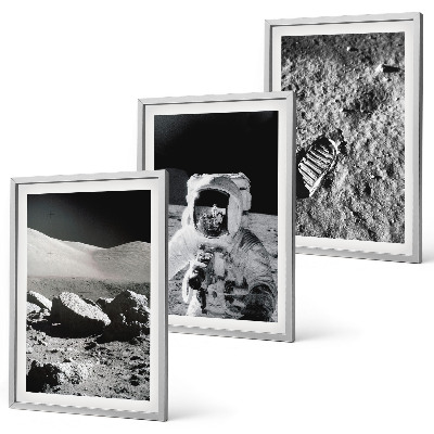 Set de 3 cuadros para salón La NASA fotografía a un astronauta lunar