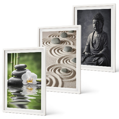 Juego de 3 cuadros Vista relajante de un Buda zen