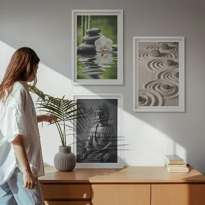 Juego de 3 cuadros con vista relajante de Buda zen