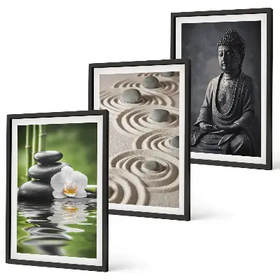 Juego de 3 cuadros con vista relajante de Buda zen