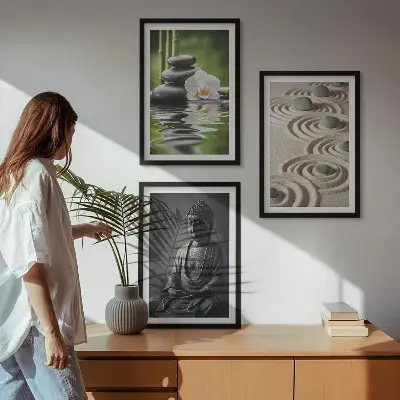 Juego de 3 cuadros con vista relajante de Buda zen