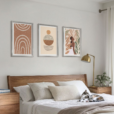Set de 3 cuadros para salón Diseños y geometría de plantas con estilo
