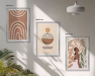 Set de 3 cuadros para salón Diseños y geometría de plantas con estilo