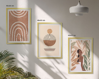 Set de 3 cuadros para salón Diseños y geometría de plantas con estilo