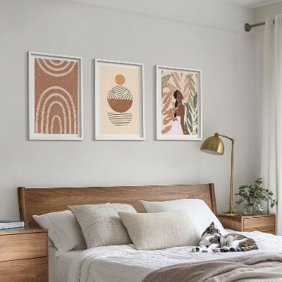 Set de 3 cuadros para salón Diseños y geometría de plantas con estilo