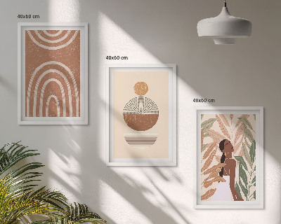 Set de 3 cuadros para salón Diseños y geometría de plantas con estilo