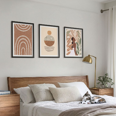 Set de 3 cuadros para salón Diseños y geometría de plantas con estilo