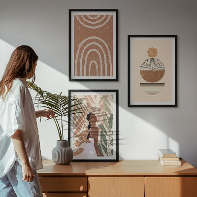 Set de 3 cuadros para salón Diseños y geometría de plantas con estilo