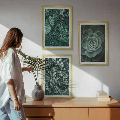 Set de 3 cuadros de suculentas para salón decoración de pared para salón