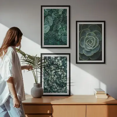 Set de 3 cuadros de suculentas para salón decoración de pared para salón