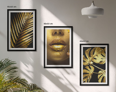 Juego de 3 cuadros Monstera palmera boca de mujer