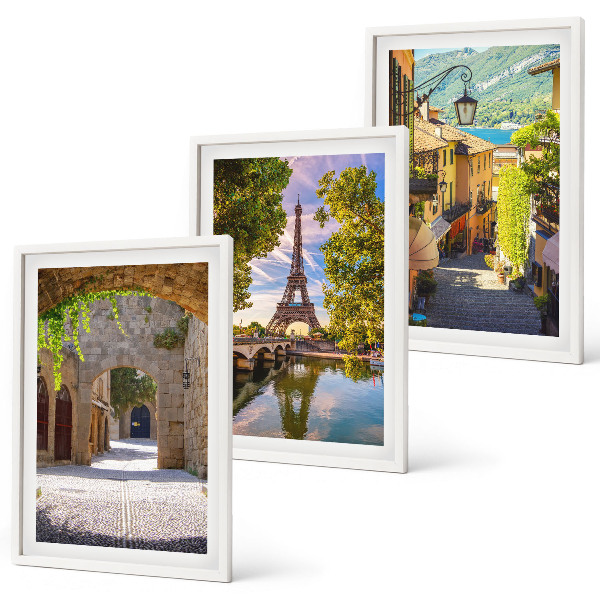 Set de 3 cuadros para salón Calles de arquitectura Eiffel