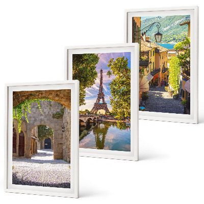 Set de 3 cuadros para salón Calles de arquitectura Eiffel
