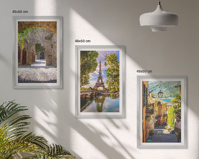 Set de 3 cuadros para salón Calles de arquitectura Eiffel
