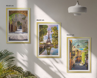 Set de 3 cuadros para salón Calles de arquitectura Eiffel
