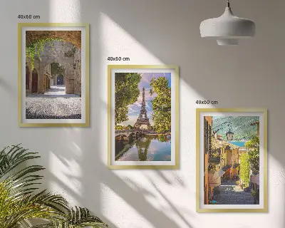 Set de 3 cuadros decorativos diseño de arquitectura de la torre Eiffel para salón