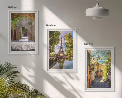 Set de 3 cuadros decorativos diseño de arquitectura de la torre Eiffel para salón