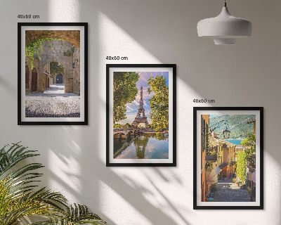 Set de 3 cuadros para salón Calles de arquitectura Eiffel