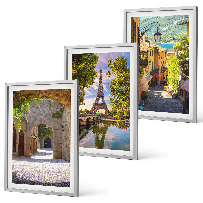 Set de 3 cuadros para salón Calles de arquitectura Eiffel