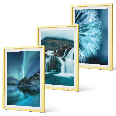 Juego de 3 cuadros Paisajes invernales con cascadas