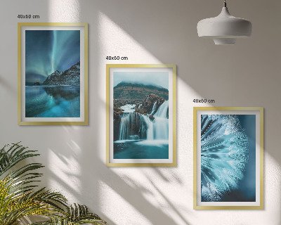Juego de 3 cuadros Paisajes invernales con cascadas