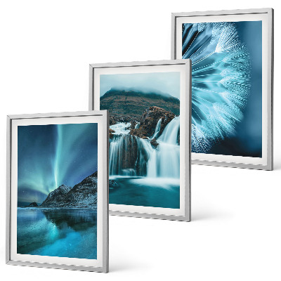 Juego de 3 cuadros Paisajes invernales con cascadas