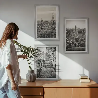 Juego de 3 cuadros con diseño de escaleras en París y Nueva York