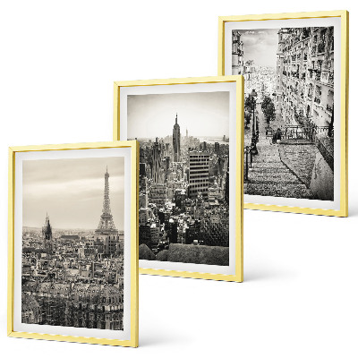 Juego de 3 cuadros Vistas París Nueva York escaleras