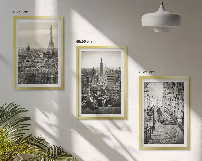Juego de 3 cuadros con diseño de escaleras en París y Nueva York