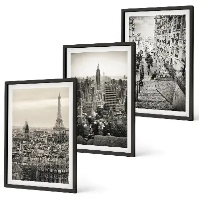 Juego de 3 cuadros con diseño de escaleras en París y Nueva York