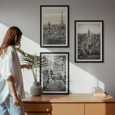 Juego de 3 cuadros con diseño de escaleras en París y Nueva York