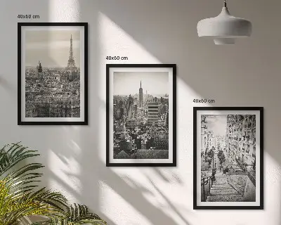 Juego de 3 cuadros con diseño de escaleras en París y Nueva York