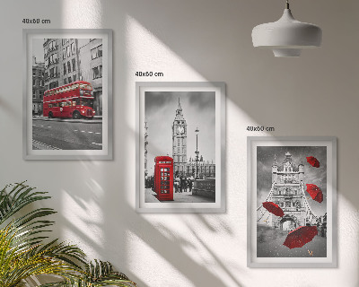 Set de 3 cuadros para salón Acentos rojos Londres