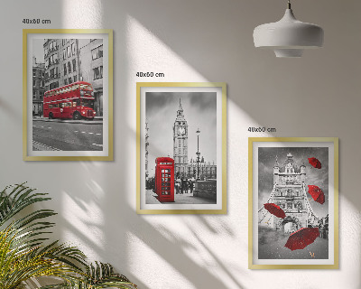 Set de 3 cuadros para salón Acentos rojos Londres