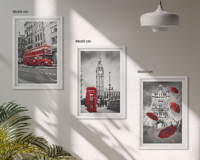 Set de 3 cuadros para salón Acentos rojos Londres
