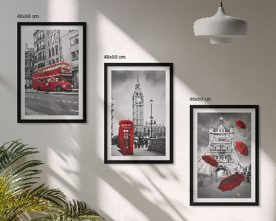 Set de 3 cuadros para salón Acentos rojos Londres