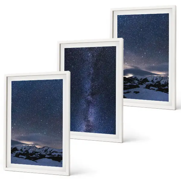 Juego de 3 cuadros diseño de estrellas y montañas bajo el cielo nocturno