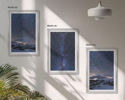 Juego de 3 cuadros cielo nocturno montañas estrellas